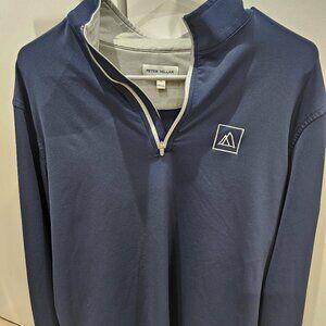 Peter Millar Perth Performance Quarter Zip Pullover – Men’s M – Navy/Gray